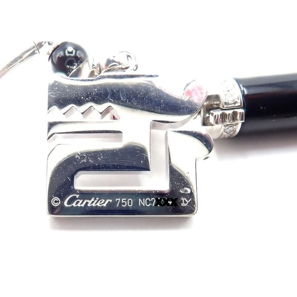 Cartier Le Baiser Du Dragon 18k Gold Diamond Ruby Onyx 2 Charms Bangle Bracelet - Picture 6 of 11